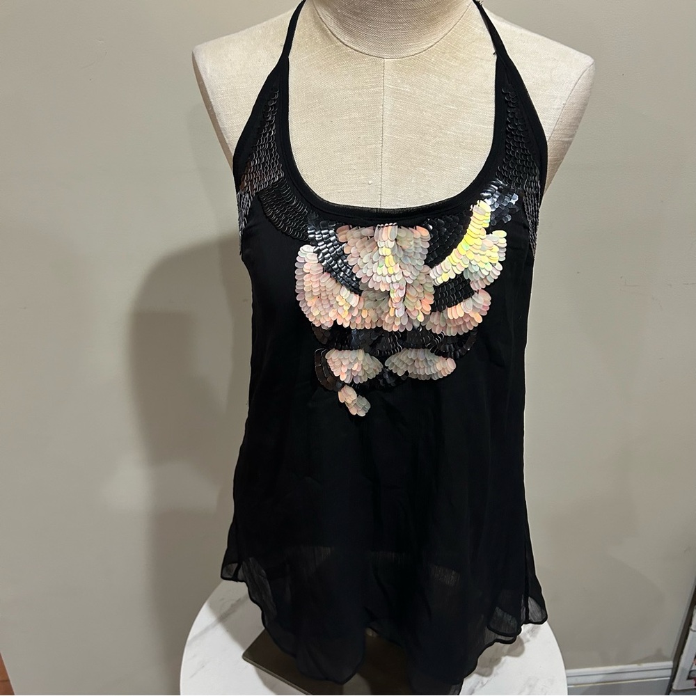Guess Black Sequin Backless Tank Top